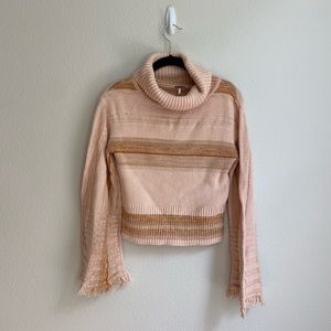 Pink Free People Cowl Neck Sweater